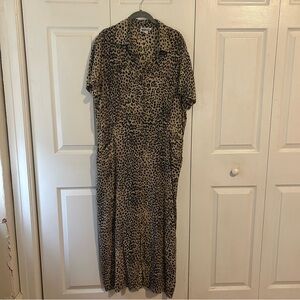 Vintage Robbie Bee 100% Silk Cheetah Maxi Dress - M/L